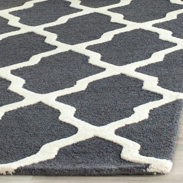 Safavieh Cambridge Hand Tufted Runner Rug- Dark Grey - Ivory- 2 ft. 6 in. x 8 ft. - CAM121X-28