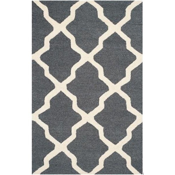 Safavieh Cambridge Hand Tufted Runner Rug- Dark Grey - Ivory- 2 ft. 6 in. x 8 ft. - CAM121X-28
