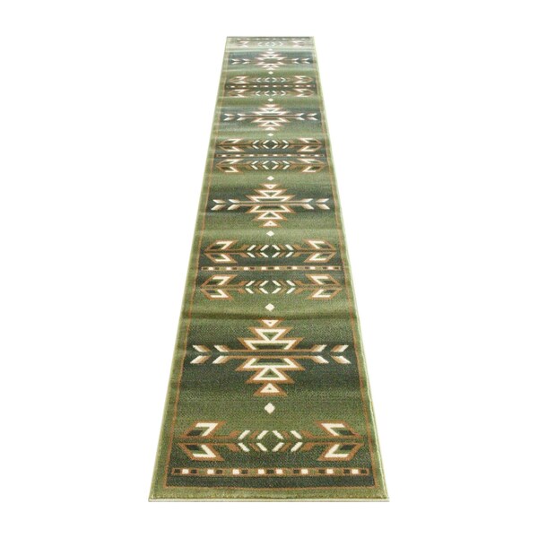 Flash Furniture Green 2 x 11 Southwestern Style Patterned Area Rug - OKR-RG1113-211-GN-GG
