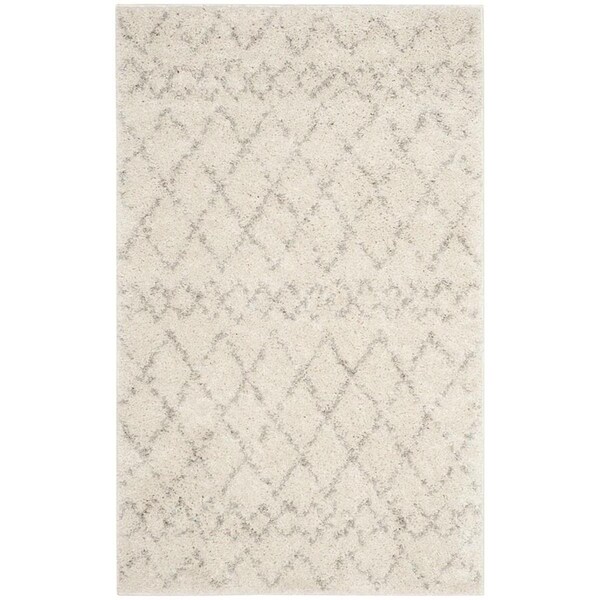 Safavieh Berber Shag Small Rectangle Area Rug, Cream and Light Grey - 4 x 6 ft. - BER165C-4