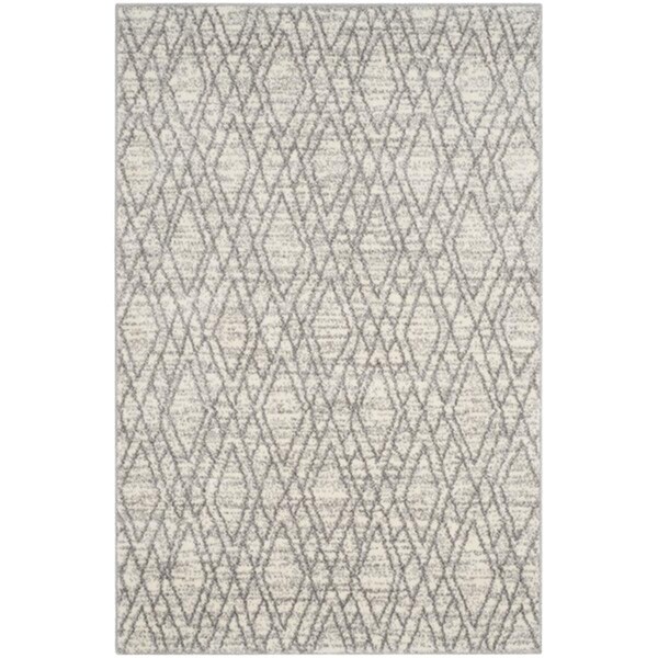 Flowers First 4 x 6 ft. Tunisia Power Loomed Area Rug, Ivory & Light Grey - Small Rectangle - FL1888005