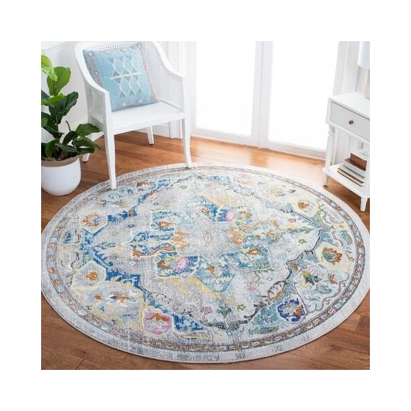 Safavieh 8 x 10 ft. Aria Bohemian Rectangle Power Loomed Rug - Gray & Blue - ARA129F-8