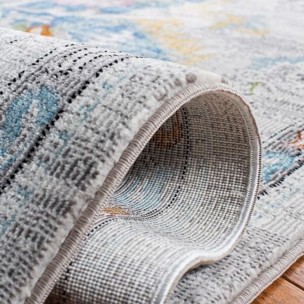 Safavieh 8 x 10 ft. Aria Bohemian Rectangle Power Loomed Rug - Gray & Blue - ARA129F-8