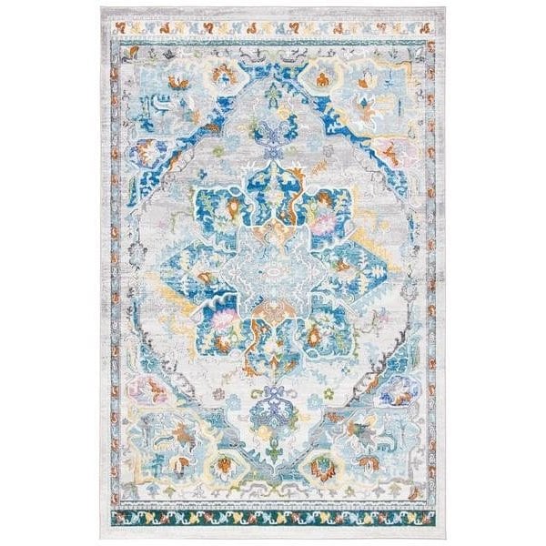 Safavieh 8 x 10 ft. Aria Bohemian Rectangle Power Loomed Rug - Gray & Blue - ARA129F-8