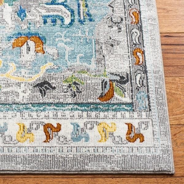 Safavieh 8 x 10 ft. Aria Bohemian Rectangle Power Loomed Rug - Gray & Blue - ARA129F-8