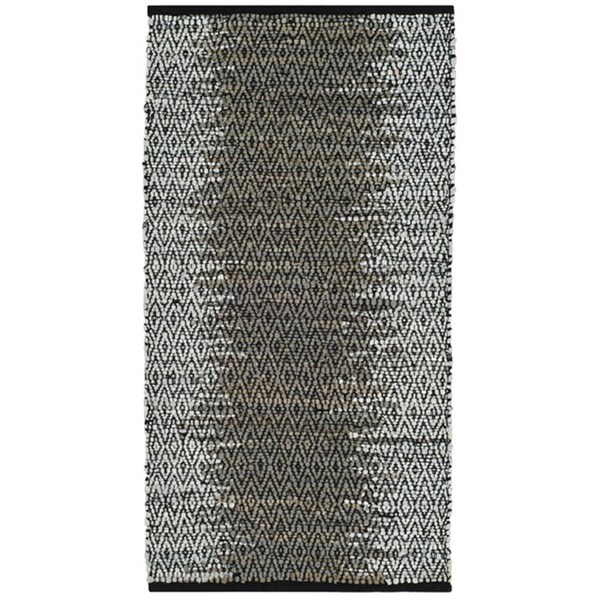 Flowers First 2 ft. 3 in. x 4 ft. Vintage Leather Hand Woven Area Rug, Light Grey & Grey - Accent - FL1860223