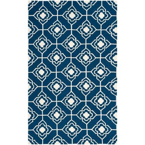 Safavieh Four Seasons Hand Hooked Rectangle Rug- Navy - Ivory- 3 ft. 6 in. x 5 ft. 6 in. - FRS233H-4
