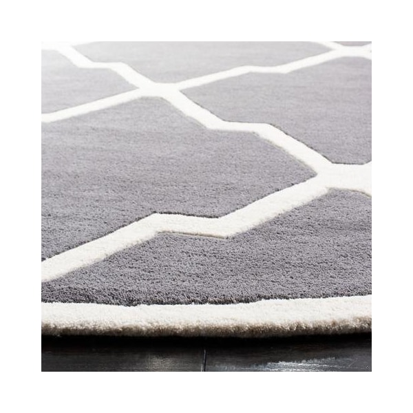 Safavieh 3 Ft. x 5 Ft. Rectangle- Contemporary Chatham Dark Grey And Ivory Hand Tufted Rug - CHT735D-3