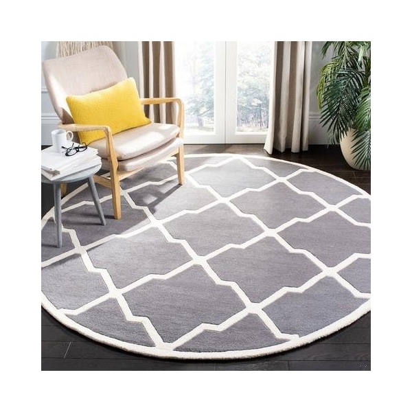 Safavieh 3 Ft. x 5 Ft. Rectangle- Contemporary Chatham Dark Grey And Ivory Hand Tufted Rug - CHT735D-3