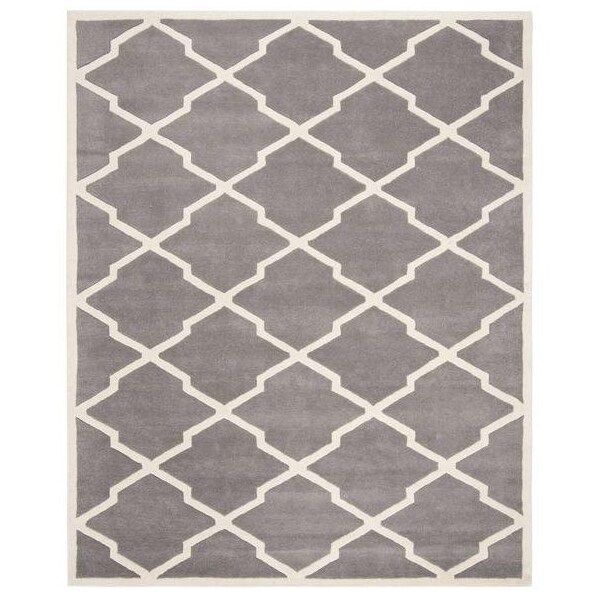 Safavieh 3 Ft. x 5 Ft. Rectangle- Contemporary Chatham Dark Grey And Ivory Hand Tufted Rug - CHT735D-3