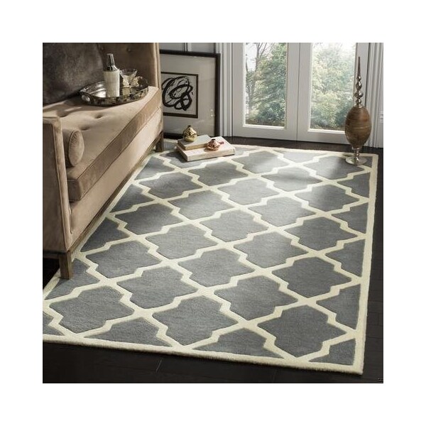 Safavieh 3 Ft. x 5 Ft. Rectangle- Contemporary Chatham Dark Grey And Ivory Hand Tufted Rug - CHT735D-3