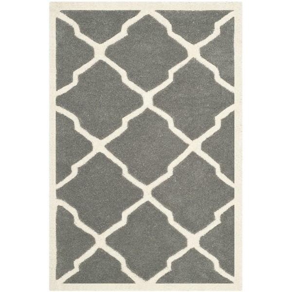 Safavieh 3 Ft. x 5 Ft. Rectangle- Contemporary Chatham Dark Grey And Ivory Hand Tufted Rug - CHT735D-3
