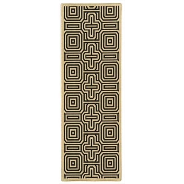 Safavieh 2 Ft. -2 In. X 14 Ft. Runner Indoor-Outdoor Courtyard- Sand And Black- Machine Made Rug - CY2962-3901-214