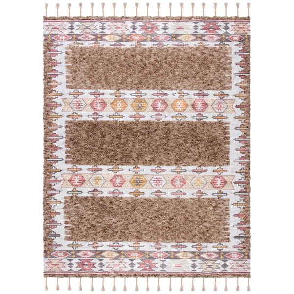 Safavieh 8 x 10 ft. Saffron Rectangle Hand Loomed Wool RugTaupe & Ivory - SFN106E-8