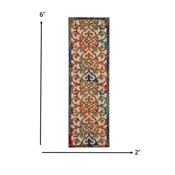 Homeroots 2 x 6 ft. Rainbow Colored Indoor & Outdoor Runner Rug - 385024