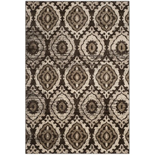 Flowers First 5 ft. 1 in. x 7 ft. 6 in. Tunisia Power Loomed Area Rug, Brown & Creme - Medium Rectangle - FL1890606