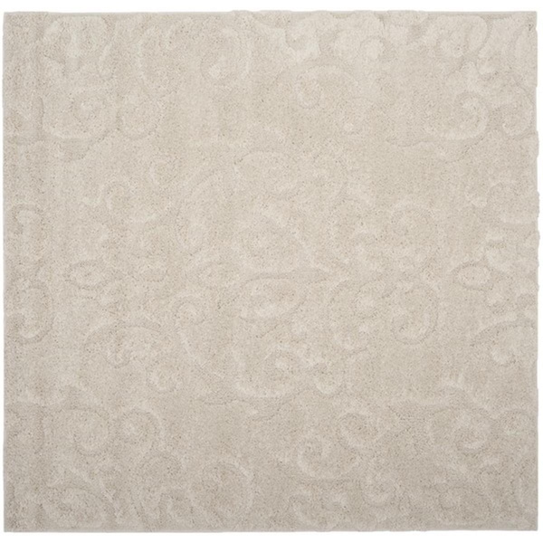 Safavieh 6 ft.7 in. x 6 ft.7 in. Power Loomed Square Shag RugCreme & Creme - SG470-1111-7SQ