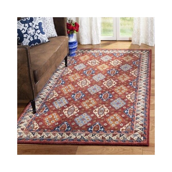 Safavieh Antiquity Global Rectangle Hand Tufted RugsRed & Blue 2 ft.-3 in. x 8 ft. - AT509Q-28