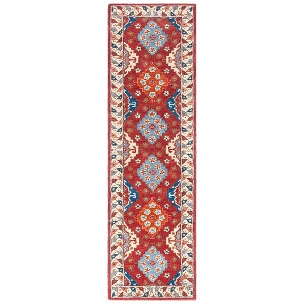 Safavieh Antiquity Global Rectangle Hand Tufted RugsRed & Blue 2 ft.-3 in. x 8 ft. - AT509Q-28
