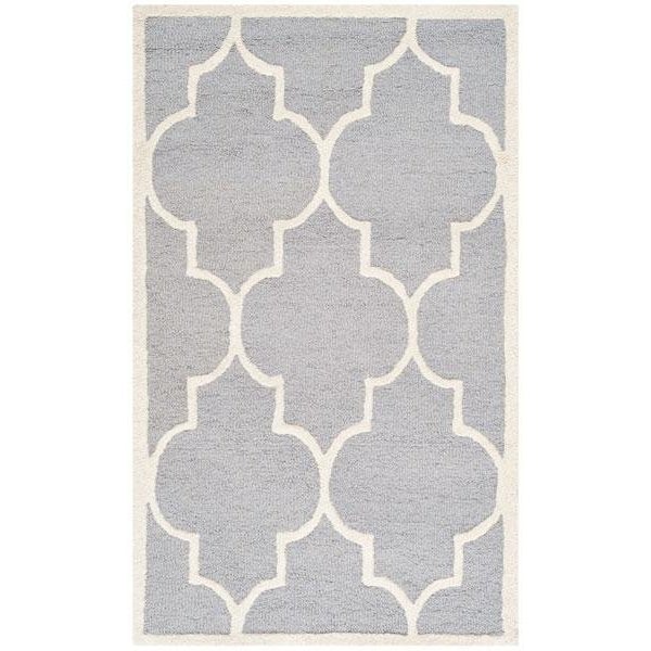Safavieh Cambridge Hand Tufted Runner Rug- Silver - Ivory- 2 ft. 6 in. x 10 ft. - CAM134D-210