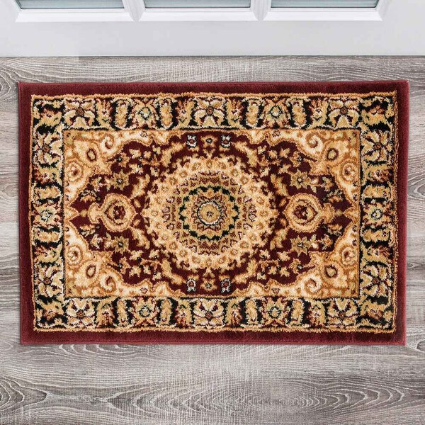 World Rug Gallery Traditional Oriental Medallion Design Area Rug 2' x 3' Burgundy - 101BURGUNDY2X3