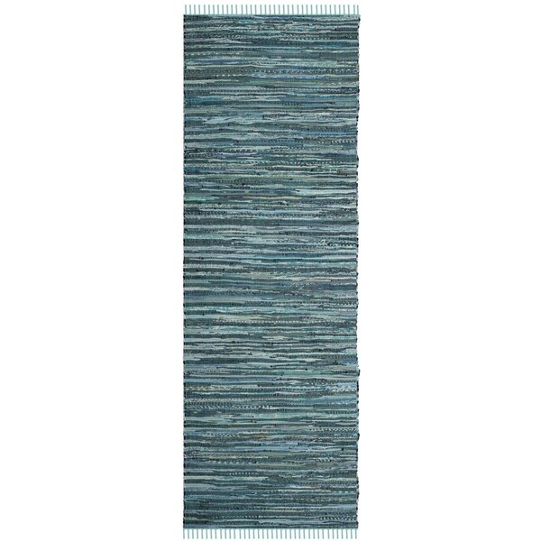Safavieh 2 ft. - 3 in. x 6 ft. Rag Hand Woven Runner Rug - Turquoise and Multi Color - RAR127C-26