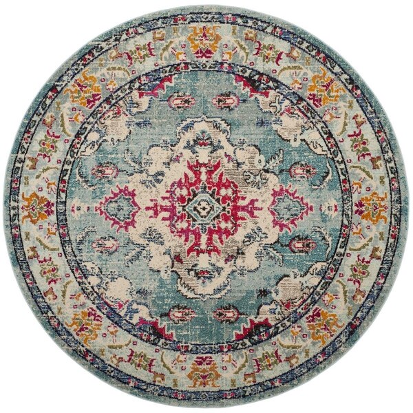 Safavieh Monaco Round Area RugLight Blue & Fuchsia 3 x 3 ft. - MNC243J-3R