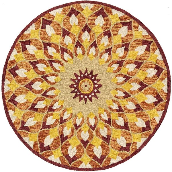 Safavieh 3 x 3 ft. Novelty 603P Hand Tufted Round Area Rug; Rust & Gold - NOV603P-3R