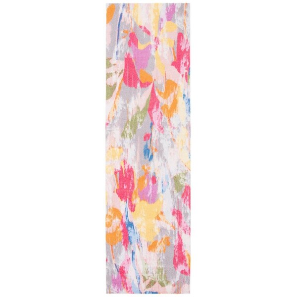 Safavieh 2 ft. 3 in. x 8 ft. Florist 152U Power Loomed Runner Area Rug Pink & Grey - FLS152U-28