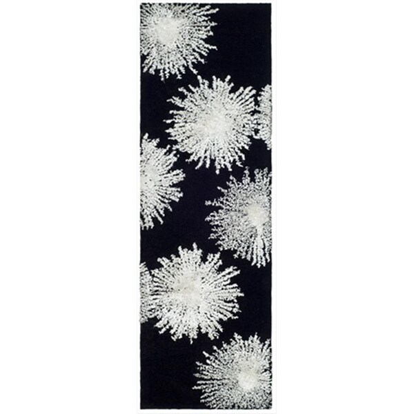 Safavieh 2 ft. 6 in. x 8 ft. Runner Contemporary Soho Black and White Hand Tufted Rug - SOH712D-28