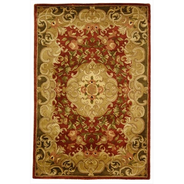 Safavieh 3 Ft. x 5 Ft. Small Rectangle- Traditional Classic Rust And Green Hand Tufted Rug - CL234A-3