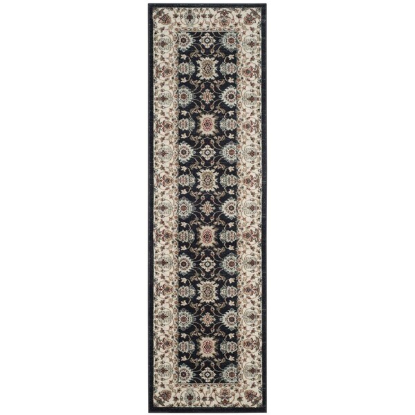Safavieh 2 ft. 3 in. x 12 ft. Lyndhurst Power Loomed Runner Area Rug, Navy and Creme - LNH332P-212