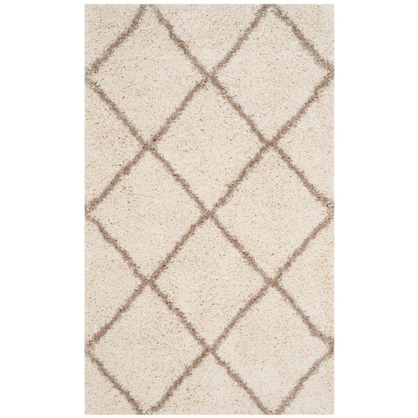 Safavieh 3 x 5 ft. Hudson Shag Power Loomed Small Rectangular Area Rug, Ivory and Beige - SGH281D-3