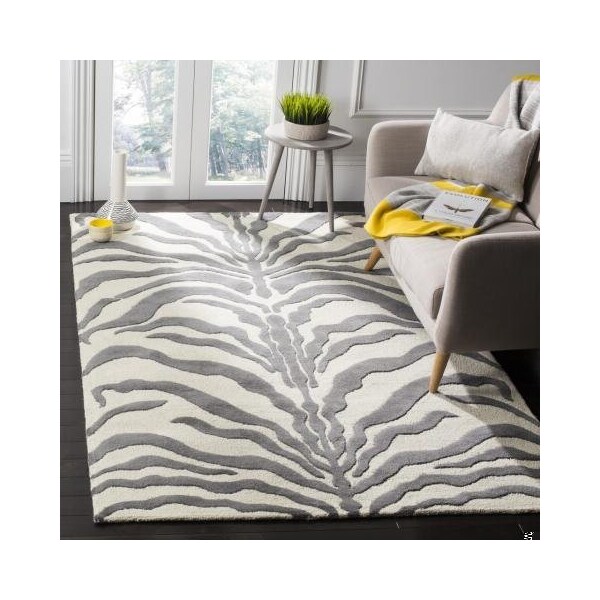 Safavieh 8 x 10 ft. Cambridge Hand Tufted Large Rectangle Area RugIvory & Dark Grey - CAM709A-8