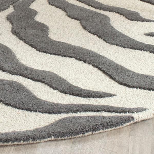 Safavieh 8 x 10 ft. Cambridge Hand Tufted Large Rectangle Area RugIvory & Dark Grey - CAM709A-8