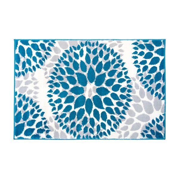 World Rug Gallery Modern Floral Circles Design 2' x 3' Blue Area Rug - 9099BLUE2X3