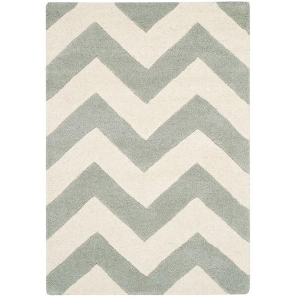 Safavieh Chatham Hand Tufted Small Rectangle Rug- Grey - Ivory- 4 x 6 ft. - CHT715E-4