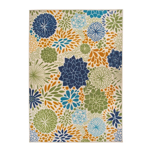 World Rug Gallery Modern Floral Circles Flatweave Indoor/Outdoor Area Rug 7'10''X10' Multi - 9015MULTI8X10