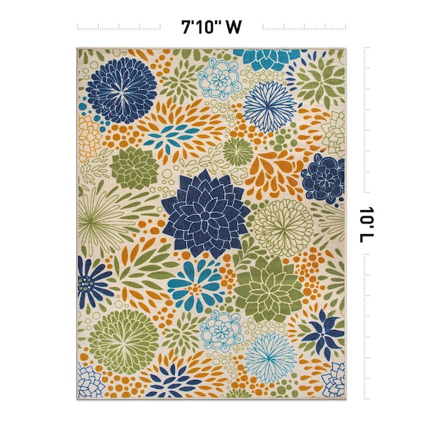 World Rug Gallery Modern Floral Circles Flatweave Indoor/Outdoor Area Rug 7'10''X10' Multi - 9015MULTI8X10