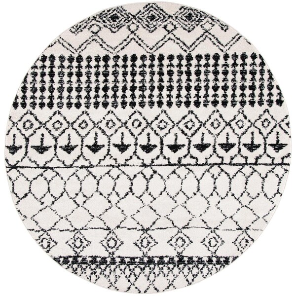 Safavieh 6 ft.-7 in. x 6 ft.-7 in. Tulum 200 Bohemian Round RugIvory & Black - TUL229B-7R