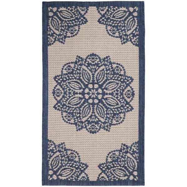 Safavieh 2 x 3 ft.-7 in. Rectangle Courtyard Power Loomed RugBeige & Navy - CY6139-258-2