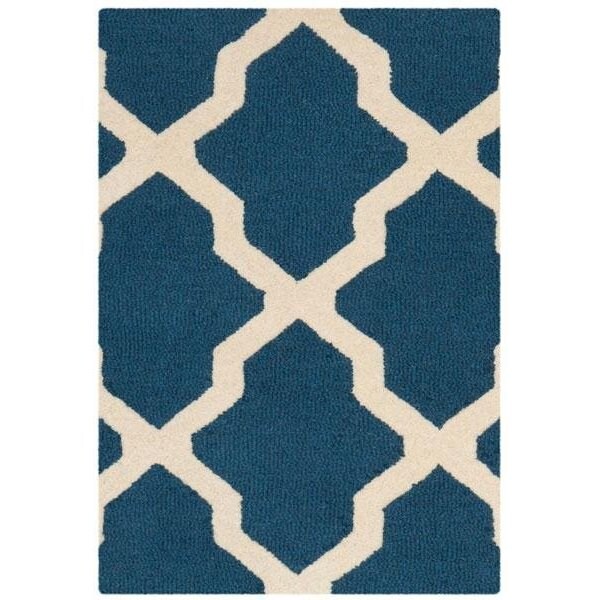 Safavieh 5 x 8 ft. Medium Rectangle Transitional Cambridge- Navy Blue and Ivory Hand Tufted Rug - CAM121G-5