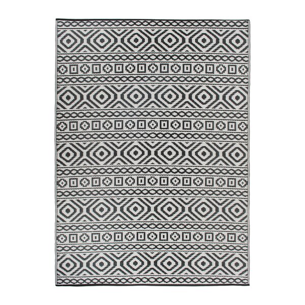 World Rug Gallery Contemporary Geometric Reversible Plastic 5' X 7' Black Outdoor Rug - 6059BLACK5X7