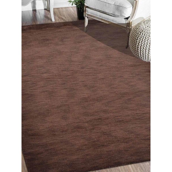 Jensendistributionservices 6 ft. 7 in. x 9 ft. 10 in. Hand Knotted Gabbeh Wool Solid Rectangle Area Rug, Brown - MI1557149