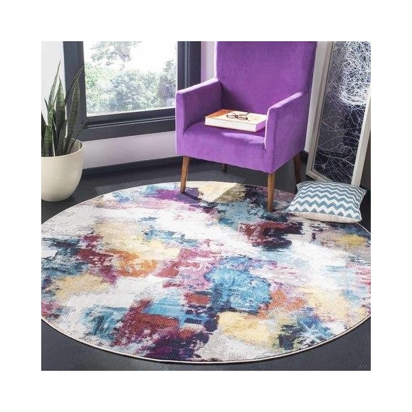 Safavieh 8 x 10 ft. Aria Rectangle Power-Loomed Rug Gray & Wine - ARA165F-8