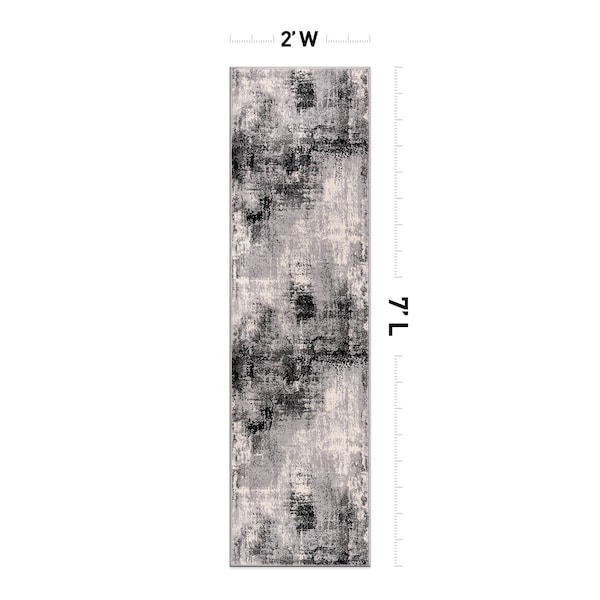 World Rug Gallery Dublin Contemporary Abstract Runner Rug 2'x7' Black - 4053BLACK2X7