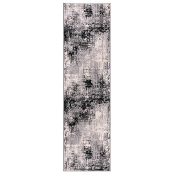 World Rug Gallery Dublin Contemporary Abstract Runner Rug 2'x7' Black - 4053BLACK2X7