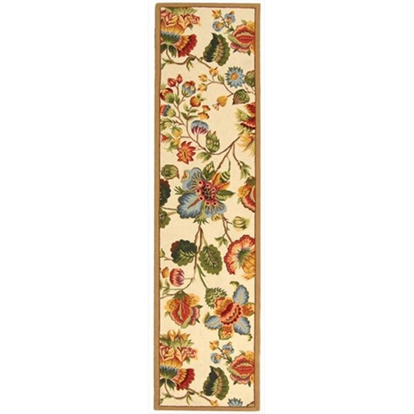 Safavieh 2 ft. - 6 in. x 10 ft. Runner- Country and Floral Chelsea Ivory Hand Hooked Rug - HK331A-210