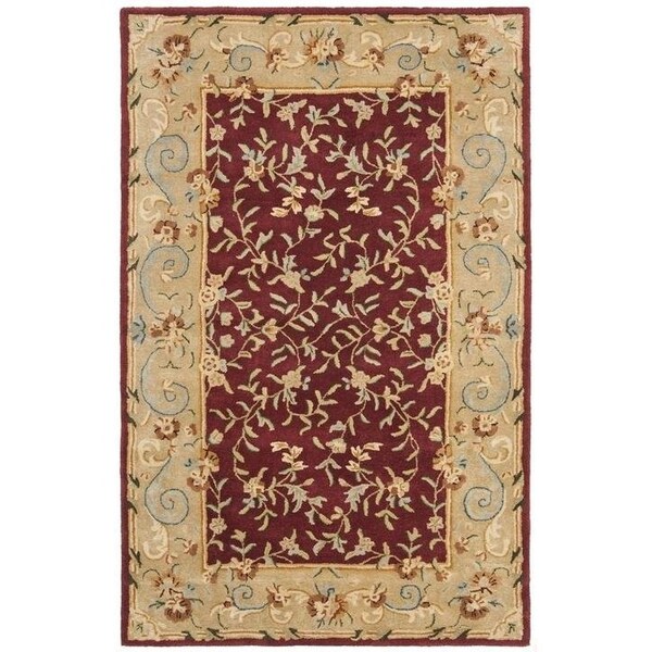 Safavieh 4 x 6 ft. Small Rectangle Traditional Bergama- Red and Dark Beige Hand Tufted Rug - BRG164A-4