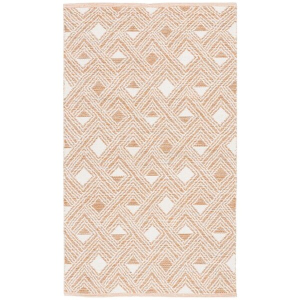 Safavieh 3 x 5 ft. Small Rectangle Montauk Hand Woven Rug, Peach and Ivory - MTK614O-3